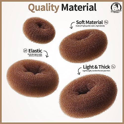 Teenitor Hair Bun Maker, 7pcs Bun Donuts for hair Buns(1 Extra-Large, 2 Large, 2 Medium, 2 Small), Light Brown - color: D-Light Brown