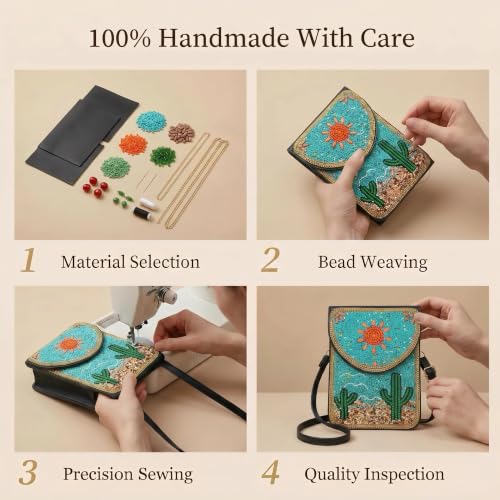 Small Crossbody Bags for Women Designer Cell Phone Bag Boho Shoulder Wallet Purse - color: Cactus