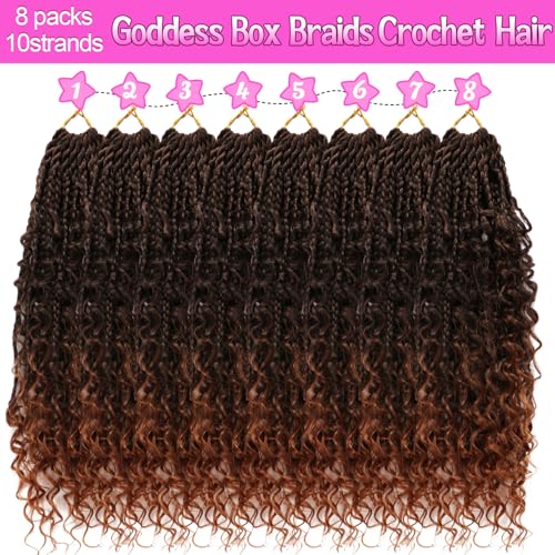 Goddess Boho Box Braids Crochet Hair-8 Packs 14 Inch Crochet Box Braids for Black Women Pre Looped (T30, 14 Inch (Pack of 8)) - color: T30, size: 14 Inch (Pack of 8)