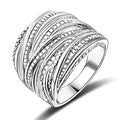 Mytys 2 Tone Intertwined Crossover Statement Ring Fashion Chunky Band Rings for Women Wide Index Finger Rings Costume Jewelry - color: Silver