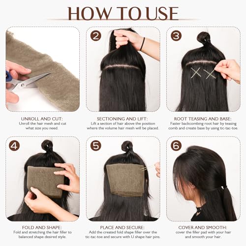 YGQQOY Hair Sponge for Updos,Volume Bumps Insert,Tan Brown Hair Filler&Padding for Updo - color: Tan Brown