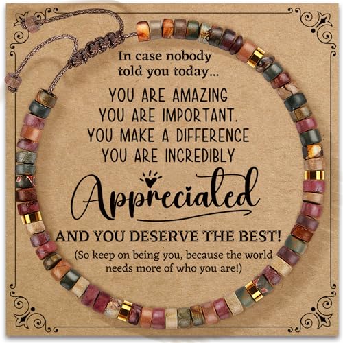 Inspirational Gifts Bracelets for Women: Mothers Day Birthday Gifts for Mom Women Friends Sister - Healing Natural Stone Beads Bracelets Thinking of you Get Well Soon Gift for Women - color: A-D JASPER STONE-APPRECIATED