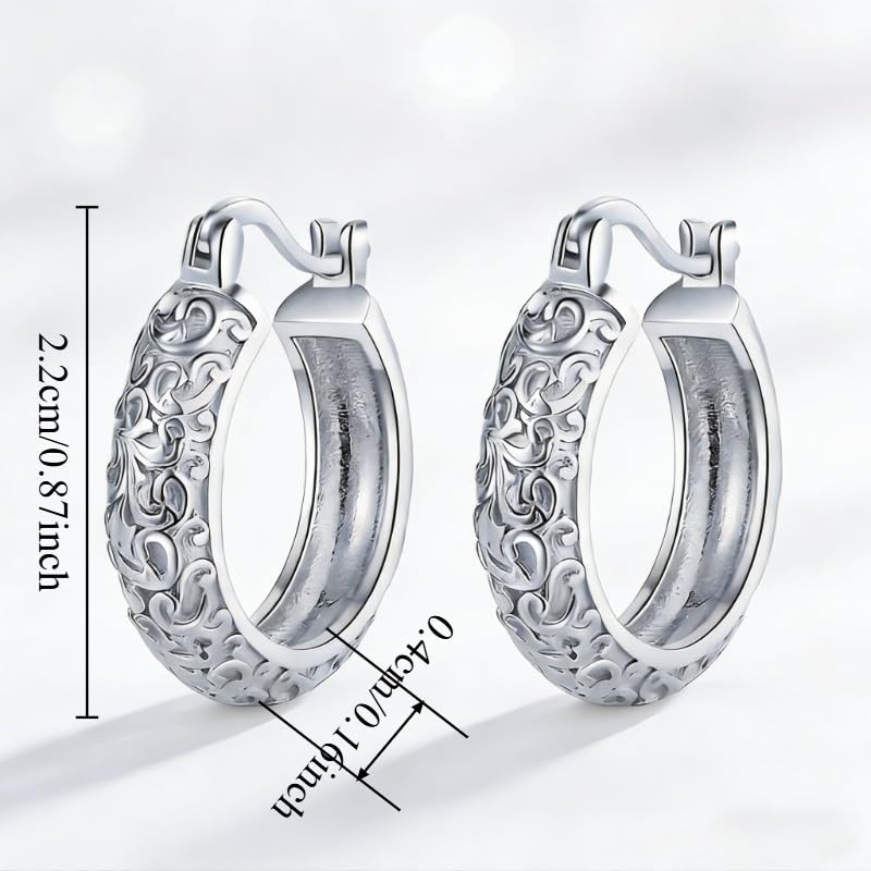 Vintage Bohemia Vine Handmade Pattern Hoop Earrings for Women Daily Banquet Party Earrings Jewelry Gift - color: silver