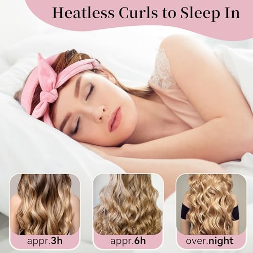 Upgraded 60" Extra Long Soft Heatless Hair Curlers to Sleep In, No Heat Hair Rollers (Pink) - color: Pink