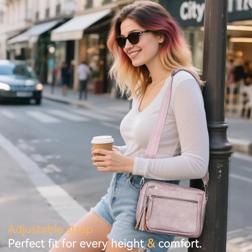 MEITRUE Crossbody Bags for Women, Vegan Leather Crossbody Purse Trendy Multi Pockets Shoulder Handbag with Tassel - color: 04-purple