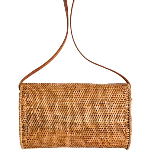 Utama Rattan Bag - Handmade Wicker Woven Purse - Ata, Woven, Straw, Bags - Circle, Square, Oval, Trapezoid Straw Boho Bags - color: Small Oval