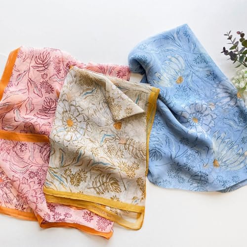 MINIDORA Lightweight Scarves for Women Elegant Floral Pattern Scarf Shawls Sunscreen Head Shawls - color: Style 13-blue