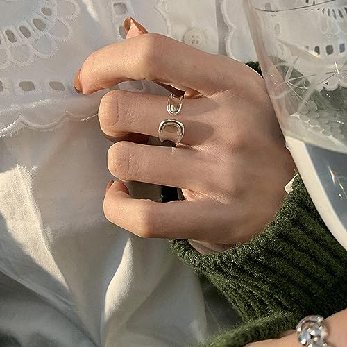 Handmade 925 Sterling Silver Ring Boho Thumb Band Open Statement Rings for Women Jewelry Christmas Gifts - color: Pattern 1