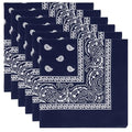 6 Pack Pure Cotton Bandana, Multi-Purpose Square Handkerchief, Face Mask headband for Men and Women - color: Navy Blue