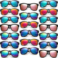 Eyegla Sunglasses Bulk Party Sunglasses Pack 80s Shades Eyewear Set for Men Women 8/10/20/30Pack - color: Black Frame+colorful Mirror Lens Lens 30 Pack