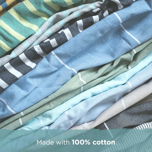 Cape Comforts Oversized Turkish Beach Towel, Striped Pale Yellow & Powder Blue - 37'' x 67'' - Super Soft & Lightweight - Quick Dry Sand Free Travel Towels for Beach or Bath - Gifts