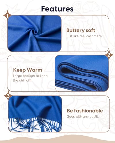 maamgic Women's Winter Scarf Soft Warm Scarf for Women Cozy Shawl Wraps for Women Lightweight Pashmina Style Wrap - color: Solid Royal Blue
