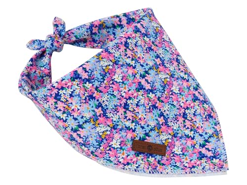 Lionet Paws Spring Summer Oxalis Dog Bandana Washable Cotton Handkerchief Scarf Triangle Blue Flower Bandana for Small Medium Dogs Girl Boy - color: Blue Floral, size: Small (Pack of 1)