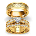3Pcs Moissanite Wedding Rings Sets for Couples, s925 10K 14K 18K Real Gold Wedding Rings Sets for Him and Her, Customized Matching Engagement Bands Set for Men and Women Free Engraving - style: Style-2