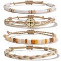 FANCY SHINY Boho Nautical Compass String Bracelets Beaded Clay Beads Bracelet Stackable Friendship Bracelets Summer Beach Outfits for Women Girls - color: Sand