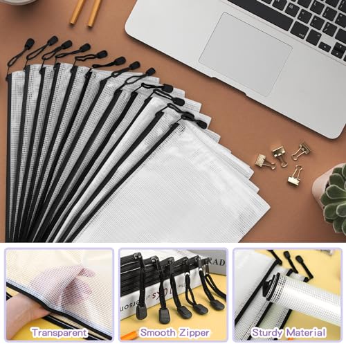 Umriox Zipper Pouch, 13.0x9.0 in (Black, 36 Packs), Zipper Pouches for Organizing, Clear Zipper Pouches for Office Supplies - style: Black 36pcs, A4