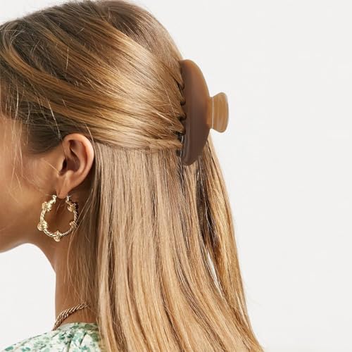 MAORULU Cute Claw Clip for Women – 4.3'' Large Acetate Hair Clips for Thick Thin Curly Long Hair, Durable Hair Clamps Non-slip Jaw Clip, Strong Hold, Stylish French Design (Light Brown) - color: Light Brown