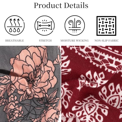 YARIEW 6Pcs Headbands Paisley Bandanas Head Bands Sweat Band Hair Wrap Headwrap Fashion Boho Wide Thick Workout Yoga Elastic Headbands Mens Cooling Running Sports Headband Sweatbands for Women and Men - color: Multi-colored-4