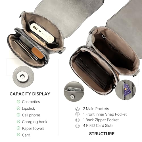 GEMIU Small Crossbody Bags for Women Cell Phone Purse Crossbody Wallet Purses with Card Slots - color: Light Grey