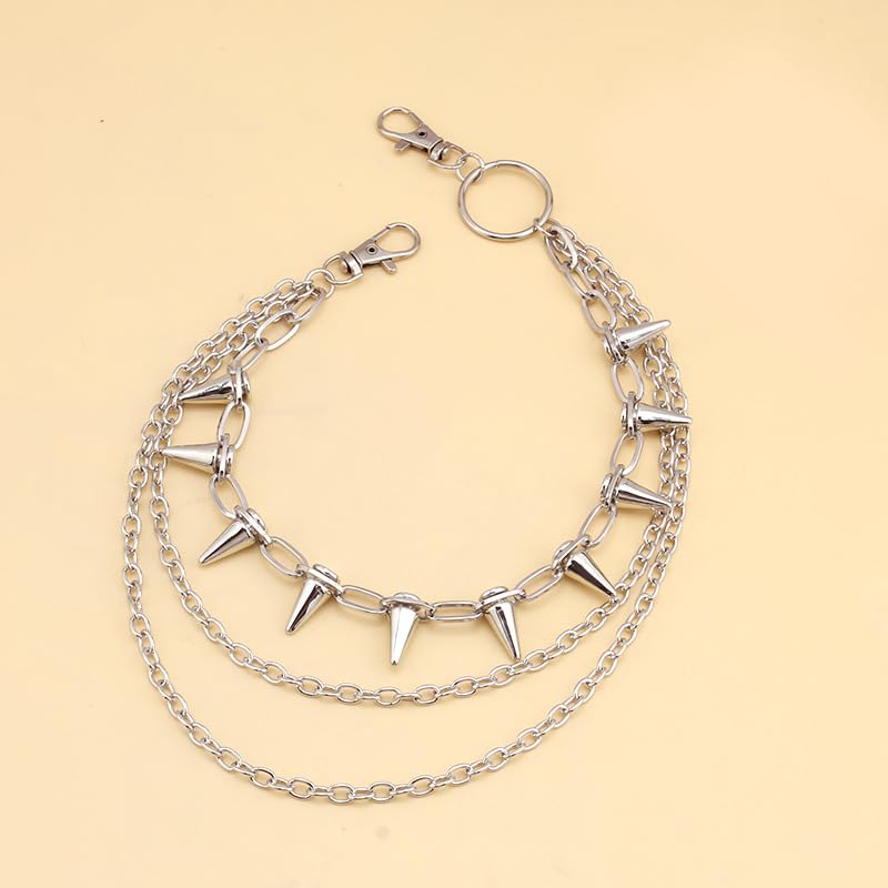 Pants Chains Hip Hop Punk Jeans Wallet Chain Goth Layered Waist Belt Chain Clothing Accessories for Women Men - color: 3 Chains Rivet
