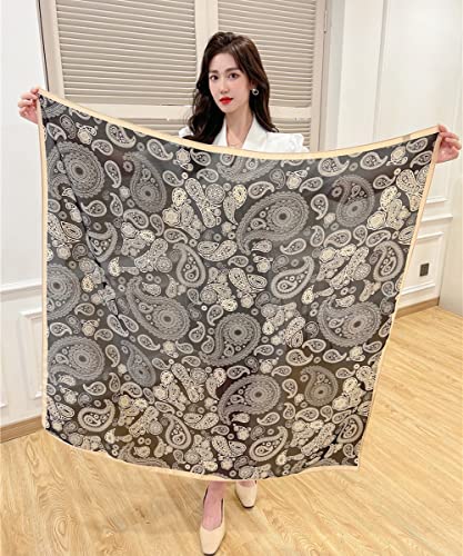 K-Elewon Large Square Scarf 43" Silk Scarf Fashion Scarves Silk Feeling Hair Wrapping Scarfs Night Sleeping Headscarf - color: Vb11