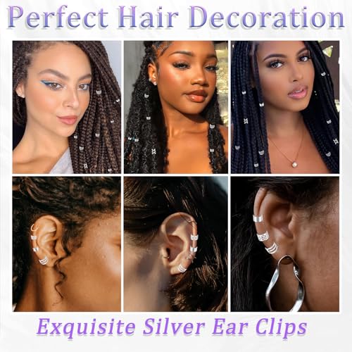 40PCS Hair Jewelry for Braids Silver Hair Cuffs Rings Multi Shape Loc Dreadlock Beads Adjustable Braid Accessories for Women and Girls - color: Gold-6