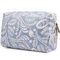 Narwey Cute Makeup Bag Travel Cosmetic Bag Organizer Toiletry Bag Make Up Bags with Compartments for Women Girls (Large, Blue Leaf) - color: Blue Leaf, style: Large