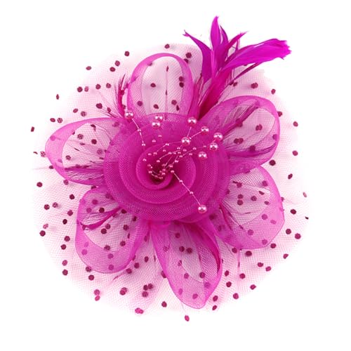 Fascinators Hat Pearl Earrings Necklace Bracelets Gloves 1920s Headband Hair Clips Women Flower Mesh Feather Headpiece Headwear Halloween Carnival Cocktail Wedding Tea Party Accessories Rose - color: Rose