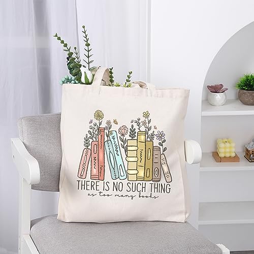 LEADO Cute Canvas Tote Bag with Pocket, Book Lovers Gifts - Mothers Day, Birthday, Book Club Gifts for Book Lovers Women - Reading Accessories, Librarian, Bookish, Readers, Teacher, Library Present