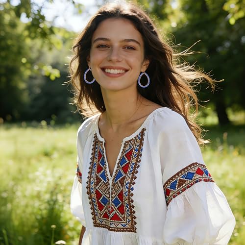 PEALICIOUS Summer Earrings for Women, Teardrop Boho Earrings Dangling Gold Hoop Earrings as Vacation Beach Jewelry, Beach Earrings Statement Gold Earrings for Her as Summer Gifts Wedding Accessories - color: Blue