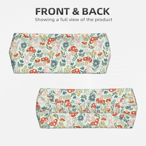 Cute Mushroom Bunny Floral Print Headband for Women - Light Blue Elastic Hair Band for Daily Wear, Yoga, Workout - color: 24