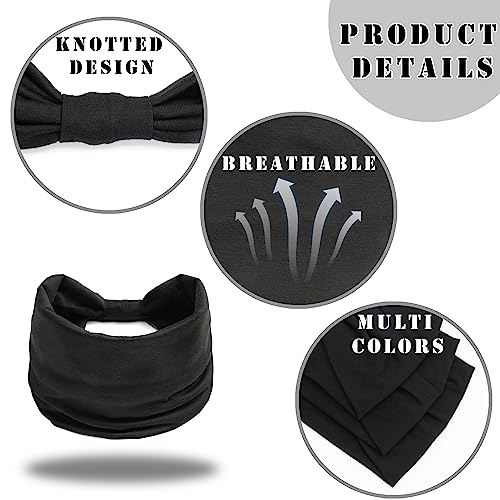 FULZTEY Black Headbands for Women Elastic Hairband Wide Knotted Hair Bands Solid Color Turban Non Slip Yoga Workout Head Wraps Large Cotton Bandanas Boho Hair Accessories for Girls 3pcs - color: Style 34