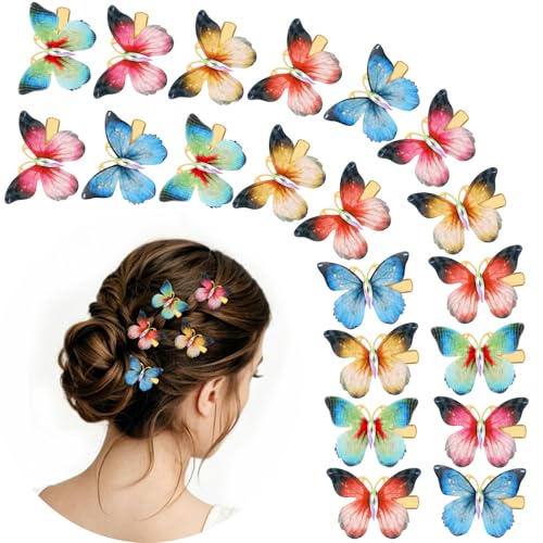18Pcs Rhinestone Butterfly Hair Clips for Teens Women, Y2K Glitter Hair Jaw Clips, Cute Headwear Gifts for Wedding and Back to School Golden Color - color: Gorgeous Style