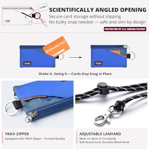 RFID Blocking Travel Wallet with Adjustable Lanyard, Small Nylon Zipper Pouch and Badge Holder for ID, Credit Cards, Cash, Keys, Commuters (Blue+SlateBlue) - color: Blue+Slate Blue
