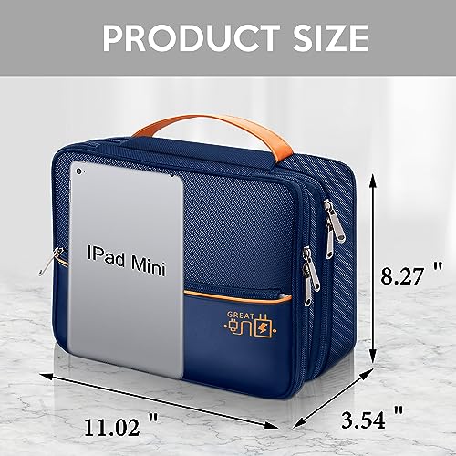 CILLA Electronic Organizer Travel Case, Travel Cord Organizer Case Portable Waterproof Cable Organizer Bag for Charger, Cord, USB, Power Bank, Earphone - color: zipper-blue