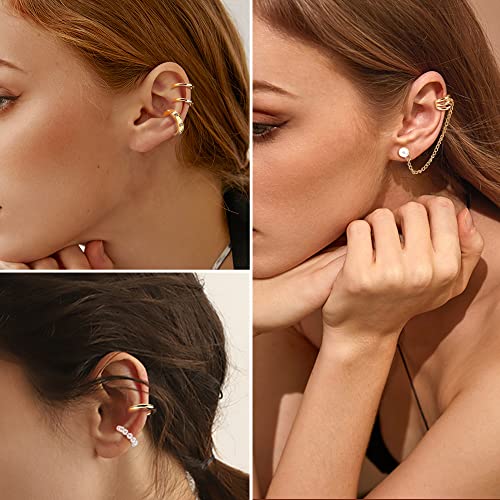 Dochais Ear Cuff Helix Cartilage Clip on Earrings Ear Cartilage Clip on Wrap Earrings Ear Cuffs for Women Men Non Piercing Ear Piercing Fake Earrings Set(Gold/Silver) - style: A-52 Pcs(Gold/Silver)
