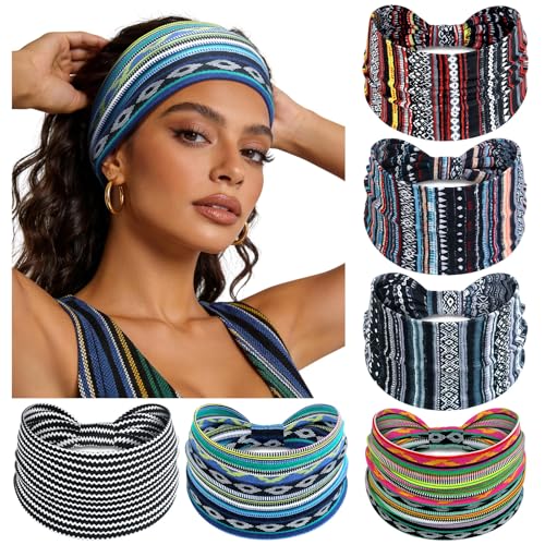 Awumbuk Wide Headbands for Women Knotted No Slip Head Bands Soft Turban Headband Hair Accessories Boho African Solid Color Head Wraps for Women Yoga Workout (Cyan) - color: Cyan