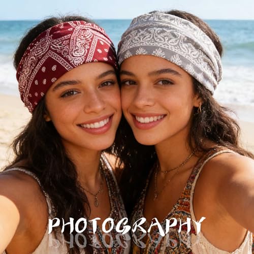 Acenail Boho Headbands Wide Head Bands Knotted Turban Headband Nonslip Elastic Hairbands Floral Hairband Workout Hair Scarfs Yoga Sweatbands Bohemian Head Wraps for Women 4Pcs (#4 Bohemian)