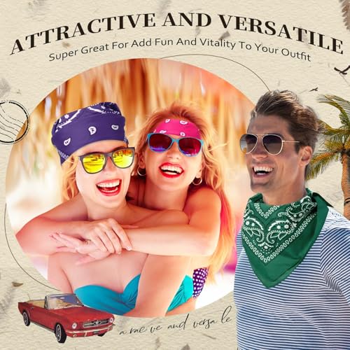 Suhine 24 Pcs Bandanas Bulk for Women Men 22 x 22 Inch Paisley Outdoor Headband Cowboy Handkerchief Summer - color: 12 Colors a