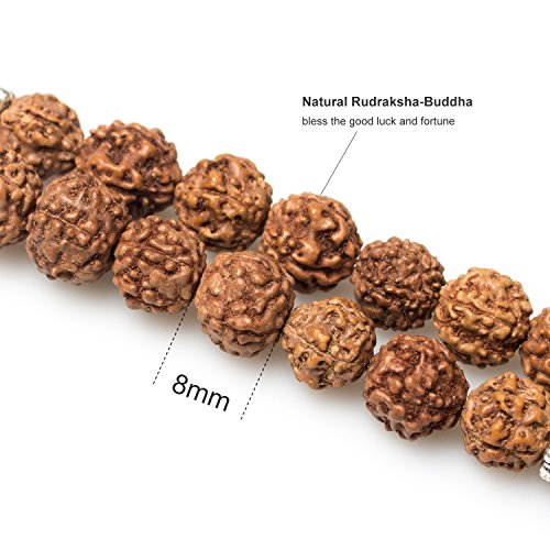 108 Mala Beads Necklace 7 Chakra Buddhist Prayer Beaded Bracelet Tree of Life Pendant Stone Yoga Necklace - color: Rudraksha-Buddha-Lotus-1