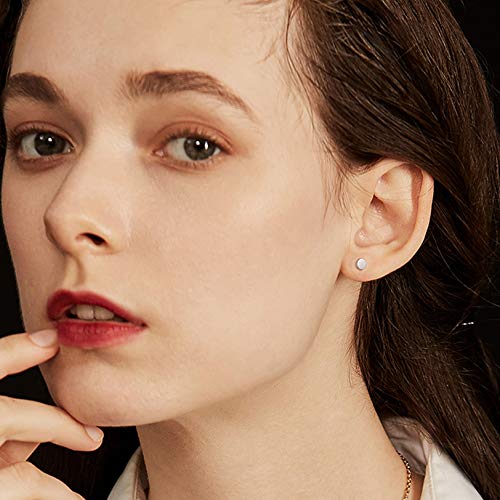 925 Sterling Silver Dot Stud Earrings | Small Simple Round Disc Stud Earrings | Tiny Flat Circle Hypoallergenic Cartilage Tragus Piercing Earrings Gifts for Women Men 2mm 3mm 4mm 5mm - color: #6 white gold-3/4mm