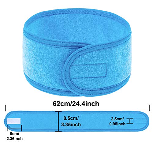 Whaline 4 PCS Spa Headband, Make up Hair Band, Stretch Terry Cloth Headband for Sport Yoga Shower (Blue) - color: Blue