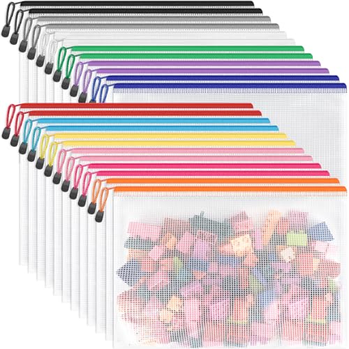 Umriox 24 Pack 12 Colors Zipper Pouches for Organizing, Letter Size, A4 Size, Zipper Bags for Puzzles & Board Game Storage, Office Supplies Travel Toiletries - style: A4-24P