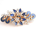 NYKKOLA Women's Multilayered Peacock Shaped Rhinestone French Barrette Hair Clip Blue - color: Blue