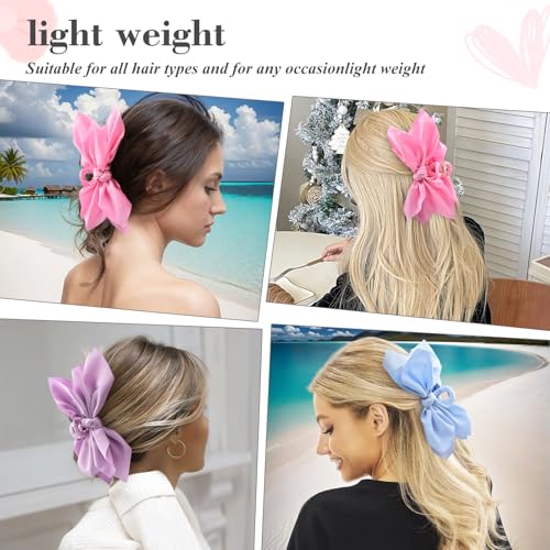 Bow Claw Clips Hair Clips Big Hair Bows for Women Butterfly Styling Large Hair Clips for Thick Hair for Girls Hair Accessories for Teen 3PC - color: 3PC-Pink+Wathet+Lilac