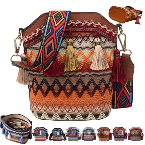 Handmade Native American Handbags, Woven Tassel Bucket Bag, Vintage Bag for Women Travel - color: 1pc-a