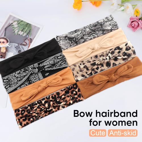 DRESHOW 8 Pack Headbands for Women Yoga Knotted Headbands Elastic Criss Cross Hair Accessories Sports Head Wrap Non Slip - color: 8 Pack: Rabbit Ears Bow A
