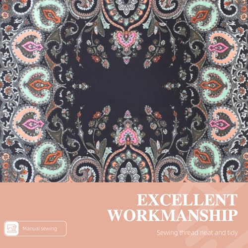 35 Inches Silk Head Scarf-Satin Hair Scarves Silk Bandana Scarf Headscarf for Women's Fashion Scarves - color: Cashews With Buddha-black
