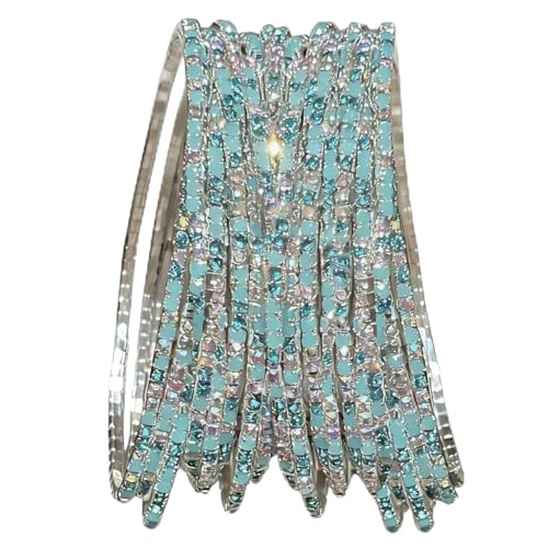 10 Pieces Women's Tennis Bracelet Set 2mm Extra-fine Delicate Rhinestones Adjustable Stackable Stretch Bracelet Wedding Party Jewelry Gifts - color: S-Jelly Blue+Lake Blue