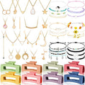 49 Pcs Boho Jewelry Set for Women, Surfer Wave Friendship Bracelets Layered Necklace Hair Clip, Summer Beach Gift - style: Boho